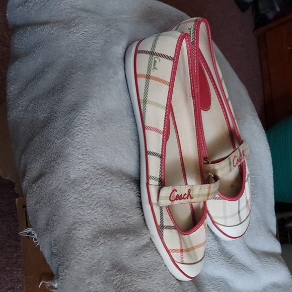 Coach Plaid Mary Jane Shoes - Pink and White - Picture 5 of 7